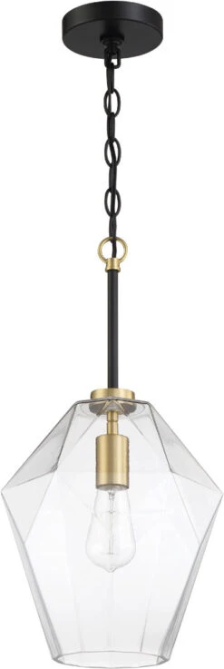 Craftmade Avante Grand 12.5" Modern Pendant Lamp Flat Black / Satin Brass 56992-FBSB