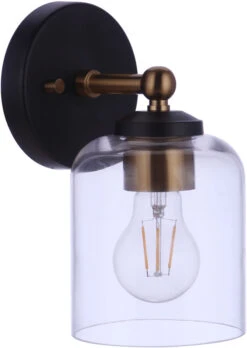 Craftmade Coppa 9" Contemporary Lighting Wall Sconce Flat Black / Satin Brass 18705FBSB1
