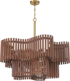 Craftmade Freeform 31.88" Modern Drop Lighting Satin Brass / Walnut 58410-SBWAL