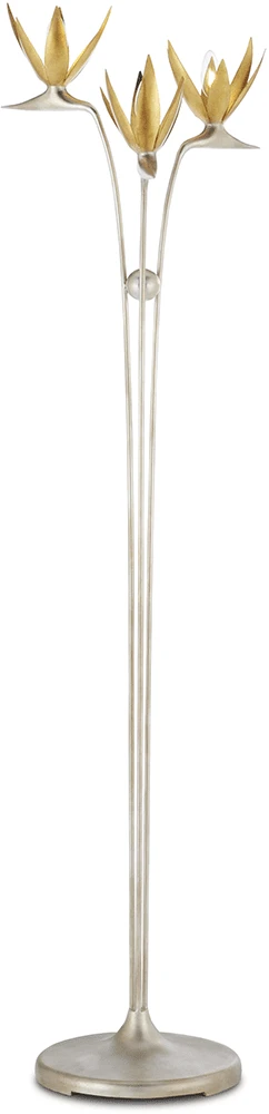 Currey And Company Paradiso 66" Contemporary Torchiere Lamp Contemporary Silver Leaf, Contemporary Gold Leaf 8000-0130