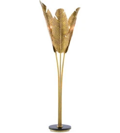 Currey And Company Tropical 83.5" Modern Torchiere Floor Light Vintage Brass And Black 8000-0071