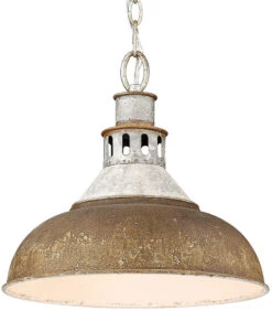 Golden Kinsley 14" Ceiling Lighting Fixture - Aged Galvanized Steel 0865-L AGV-RUST