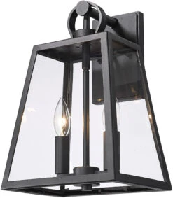 Golden Lighting Lautner 14.625" Modern Outdoor Wall Mounted Lamp Natural Black 6082-OWM NB-CLR