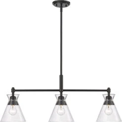 Golden Lighting Malta 13" Modern Island Light Fixture Matte Black 0511-LP BLK-CLR