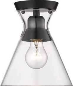 Golden Lighting Malta 8.5" Modern Flush Mount Light Fixture Matte Black 0511-FM BLK-CLR