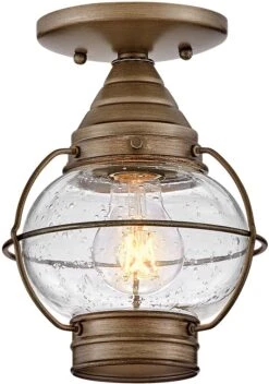 Hinkley Cape Cod 9" LED Nautical Outdoor Flush Mount Lighting Burnished Bronze 2203BU