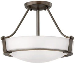 Hinkley Hathaway 11.75" LED Overhead Lighting - Olde Bronze With Etched White Glass 3220OB-WH-LED