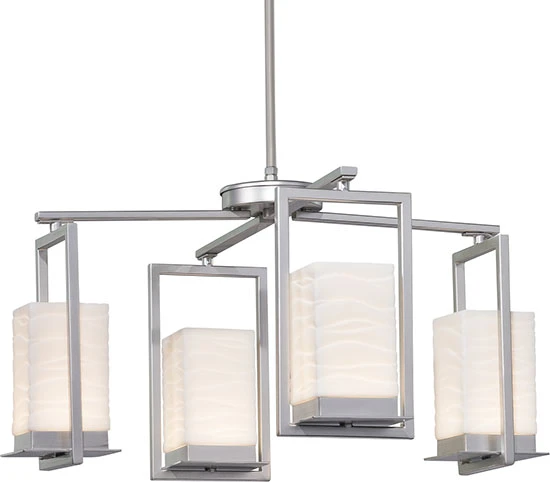 Justice Design Group Laguna LED Hanging Outdoor Chandelier - Wave Porcelain/Nickel PNA-7510W-WAVE-NCKL 1 Justice Design Group Laguna LED Hanging Outdoor Chandelier - Wave Porcelain/Nickel PNA-7510W-WAVE-NCKL