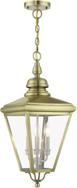 Livex Adams 25.25" Hanging Pendant Lighting Antique Brass With Brushed Nickel 27377-01