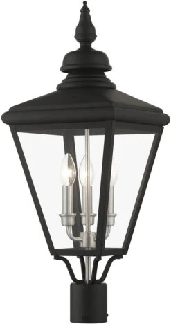 Livex Adams 26.75" Exterior Post Lamp Black With Brushed Nickel 27375-04