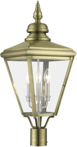 Livex Adams 26.75" Outdoor Post Lighting Fixture Antique Brass With Brushed Nickel 27375-01