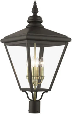 Livex Adams 31.5" Exterior Pole Lighting Fixture Bronze With Antique Brass 27376-07