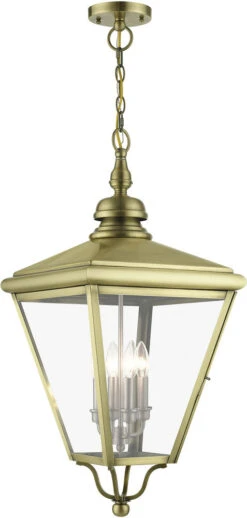 Livex Adams 31" Drop Ceiling Lighting Antique Brass With Brushed Nickel 27378-01