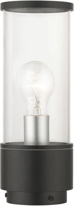 Livex Atlantic 11.5" Contemporary Outdoor Post Lighting Textured Black With Antique Silver 71925-14