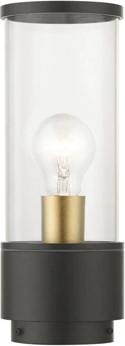 Livex Atlantic 11.5" Modern Exterior Post Light Fixture Bronze With Antique Gold 71925-07