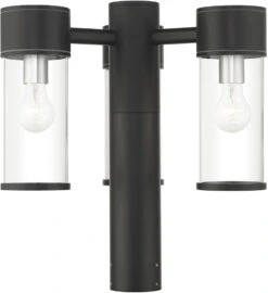 Livex Atlantic 18" Modern Outdoor Post Lighting Textured Black With Antique Silver 71927-14
