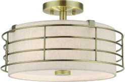 Livex Blanchard 8.75" Flush Mount Light Fixture Antique Brass 55118-01