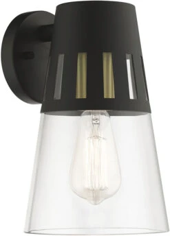 Livex Covington 11" Outdoor Light Sconce Black With Soft Gold 27972-04