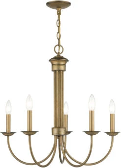 Livex Estate 24" Chandelier Lighting Antique Gold Leaf 42685-48