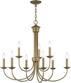 Livex Estate 27" Lighting Chandelier Antique Gold Leaf 42687-48