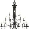 Livex Estate 44" Chandelier Lamp Black 42688-04