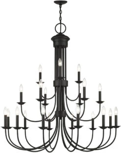 Livex Estate 44" Chandelier Lamp Black 42688-04