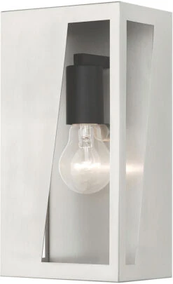 Livex Forsyth 11" Contemporary Outdoor Wall Lighting Sconce Brushed Nickel With Black 28932-91