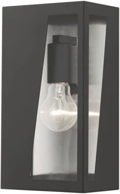 Livex Forsyth 11" Modern Exterior Lamp Sconce Black With Brushed Nickel 28932-04