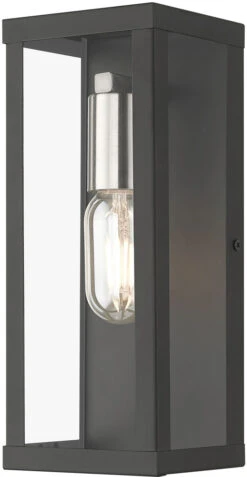 Livex Gaffney 11" Outdoor Lighting Wall Sconce Black With Brushed Nickel 28032-04