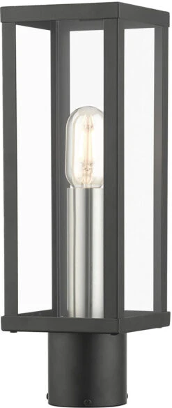 Livex Gaffney 15.5" Outdoor Post Lighting Black With Brushed Nickel 28034-04