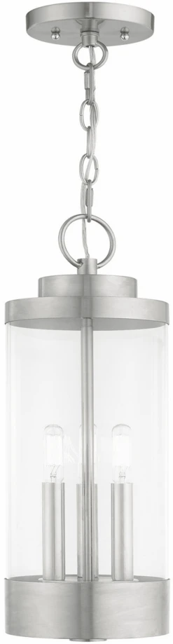 Livex Hillcrest 20.25" Outdoor Lighting Pendant - Brushed Nickel 20727-91