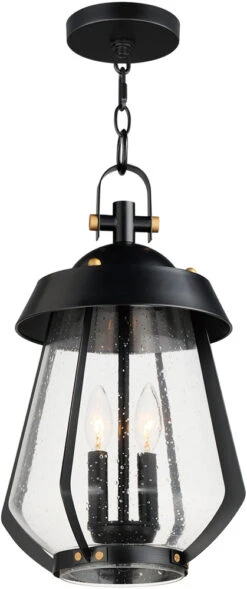 Maxim Mariner 18" Modern Outdoor Pendant Hanging Light Black / Antique Brass 30623CDBKAB