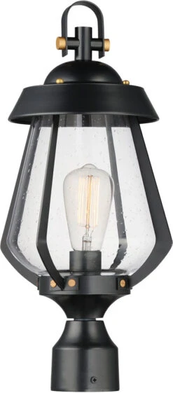 Maxim Mariner 19.75" Modern Exterior Post Lamp Black / Antique Brass 30629CDBKAB