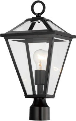 Maxim Prism 14.25" Modern Outdoor Lamp Post Light Fixture Black 30568CLBK