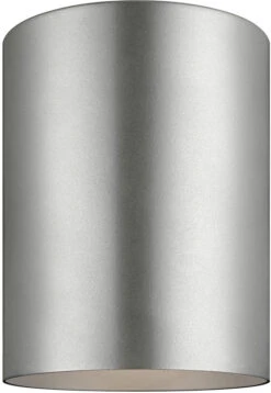 Visual Comfort Studio Outdoor Cylinders 6.625" LED Exterior Ceiling Light Fixture - Painted Brushed Nickel 7813897S-753