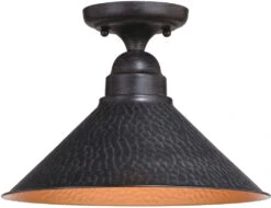 Vaxcel Outland 8.5" Outdoor Flush Mount Lighting Aged Iron And Light Gold T0667