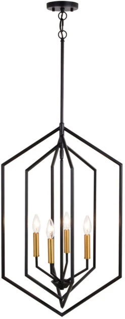 Vaxcel Riley 28.75" Contemporary Foyer Lighting Black And Satin Brass P0388