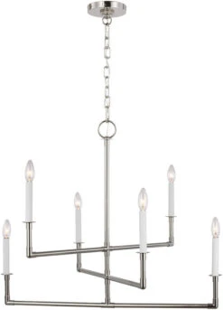 Visual Comfort Studio Bayview 26" Modern Chandelier Lighting Polished Nickel CC1346PN