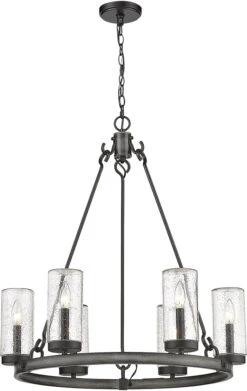 Z-Lite Marlow 31" Outdoor Ceiling Chandelier - Ashen Barnboard 589-6ABB