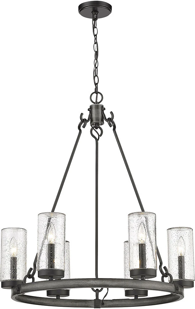 Z-Lite Marlow 31" Outdoor Ceiling Chandelier - Ashen Barnboard 589-6ABB 1 Z-Lite Marlow 31" Outdoor Ceiling Chandelier - Ashen Barnboard 589-6ABB
