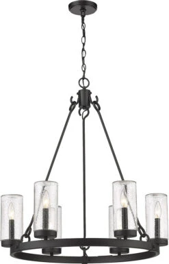 Z-Lite Marlow 31" Outdoor Chandelier Light - Matte Black 589-6BK