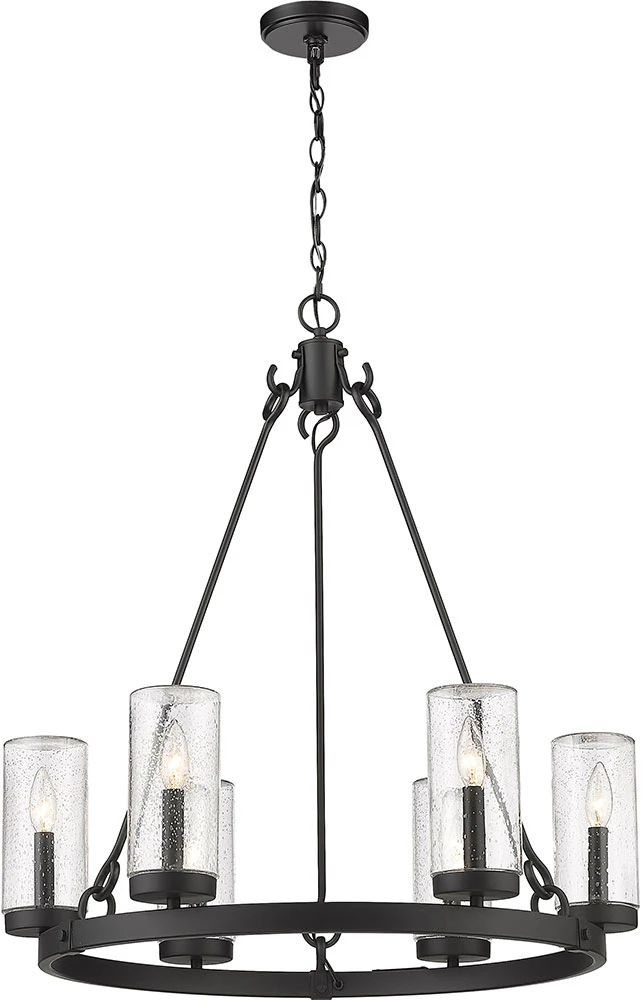 Z-Lite Marlow 31" Outdoor Chandelier Light - Matte Black 589-6BK 1 Z-Lite Marlow 31" Outdoor Chandelier Light - Matte Black 589-6BK