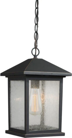 Z-Lite Portland 13.5" Outdoor Pendant Lamp Oil Rubbed Bronze 531CHM-ORB