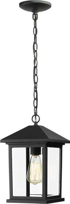 Z-Lite Portland 13.5" Outdoor Pendant Lighting Black 531CHM-BK
