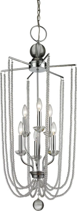 Z-Lite Serenade 40" Modern Foyer Lighting Fixture Chrome 429-6C-CH