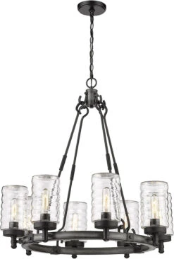 Z-Lite Tahoe 29.75" Outdoor Chandelier Light - Ashen Barnboard 588-8ABB